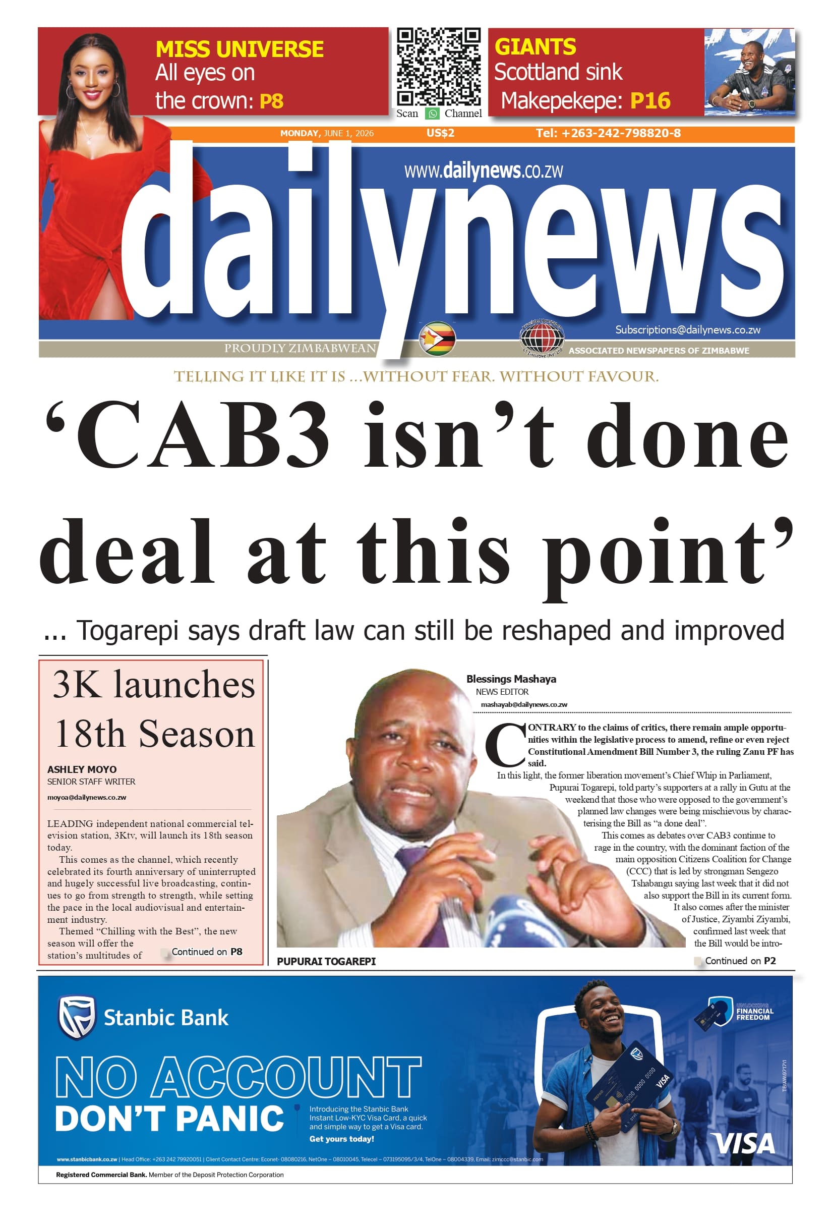 Monday 1 June 2026